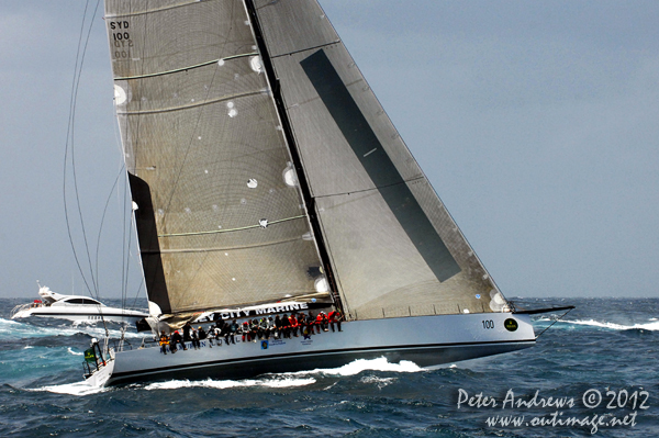 Syd Fischer's Ragamuffin Loyal outside the heads of Sydney Harbour after the start of the 2012 Sydney Hobart Yacht Race. Photo copyright Peter Andrews, Outimage Australia.