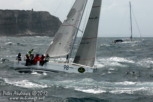 Chris Bran's Beneteau First 40 Brannew, outside the heads of Sydney Harbour after the start of the 2012 Sydney Hobart Yacht Race. Photo copyright Peter Andrews, Outimage Australia.