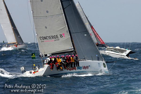 Warwick Sherman's Ker 43 Occasional Course Language Too, outside the heads of Sydney Harbour after the start of the 2012 Sydney Hobart Yacht Race. Photo copyright Peter Andrews, Outimage Australia.