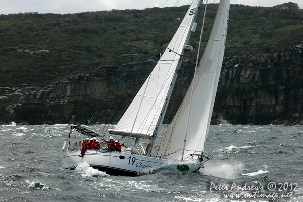 Peter Lewis' Bluewater 450 Charlie's Dream, outside the heads of Sydney Harbour after the start of the 2012 Sydney Hobart Yacht Race. Photo copyright Peter Andrews, Outimage Australia.