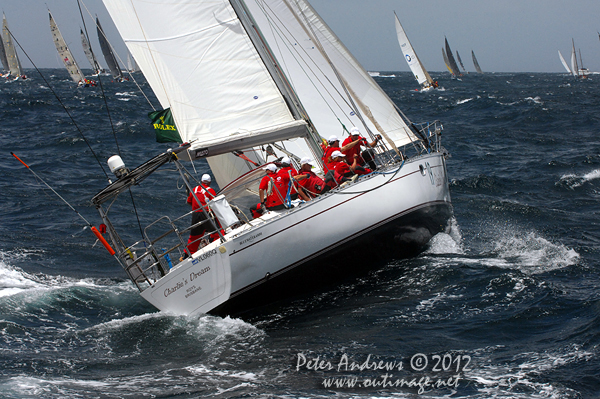 Peter Lewis' Bluewater 450 Charlie's Dream, outside the heads of Sydney Harbour after the start of the 2012 Sydney Hobart Yacht Race. Photo copyright Peter Andrews, Outimage Australia.