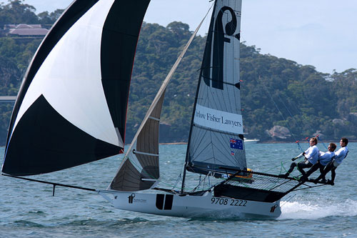 Mark Kennedy, Tom Anderson and Ryan Houston on TF Collect. Photo copyright, The Australian 18 Footers League.