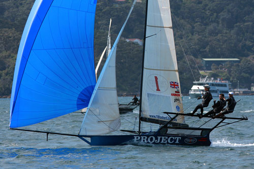 Andy's self-funded campaigns for the past two seasons have come under the Project Racing banner. Photo copyright, The Australian 18 Footers League.