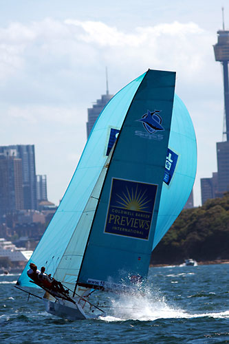 Sharks in Race 1 of the New South Wales Championship on Sydney Harbour. Photo copyright the Australian 18 Footers League.