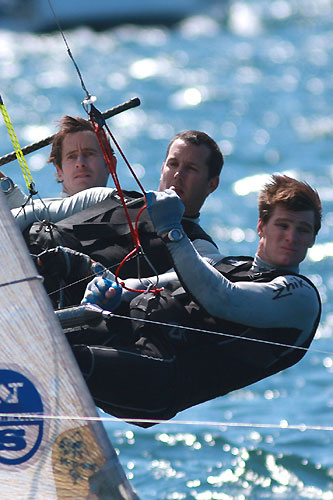 The Gotta Love It 7 team in Race 1 of the New South Wales Championship on Sydney Harbour. Photo copyright the Australian 18 Footers League.