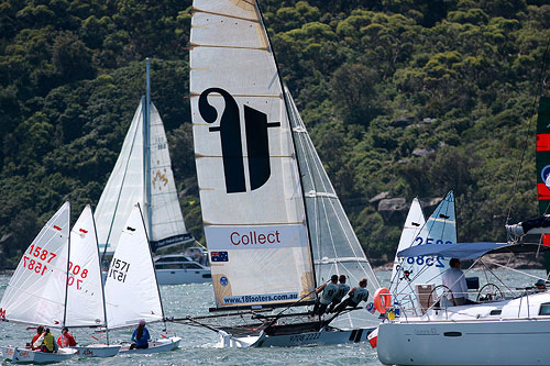 tf Collect within traffic on Sydney Harbour. Photo copyright The Australian 18 Footers League.