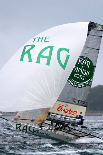 Rag & Famish Hotel with Jack Macartney, Tom Clout and Drewe Waller, during Race 12 of the Club Championship Race. Photo copyright Australian 18 Footers League.