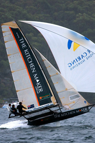 The Kitchen Maker skippered by Brett Van Munster, during Race 12 of the Club Championship Race. Photo copyright Australian 18 Footers League.