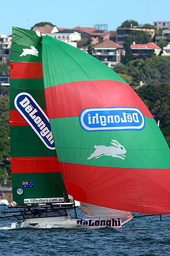 Simon Nearn's De’Longhi - Rabbitohs, during Race 2 of the Winning Appliances - JJ Giltinan 18ft Skiff Championship on Sydney Harbour, Sunday March 6, 2011. Photo copyright Australian 18 Footers League.