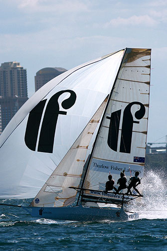 Thurlow Fisher Lawyers, during Race 3 of the Winning Appliances - JJ Giltinan 18ft Skiff Championship on Sydney Harbour, Sunday March 8, 2011. Photo copyright Australian 18 Footers League.