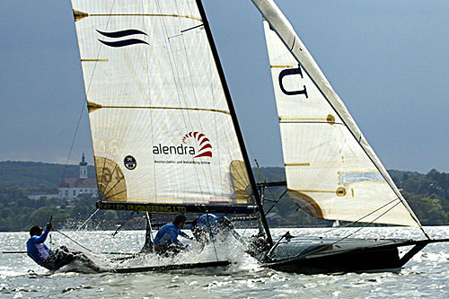 The round 1 winner, Berlin Syndikat, during Round 1 of the German 18 Foot Skiff Tour 2011. Photo copyright German 18ft Skiff Association.