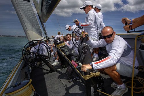 Onboard with Italia Challenge, Louis Vuitton Pacific Series Practice Day, Auckland, 29/01/2009. Photo copyright Stefano Gattini / www.carloborlenghi.com