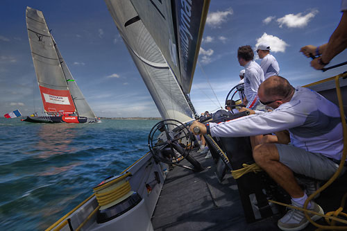 Onboard with Italia Challenge racing Pataugas K-Challenge, Louis Vuitton Pacific Series Practice Day, Auckland, 29/01/2009. Photo copyright Stefano Gattini / www.carloborlenghi.com