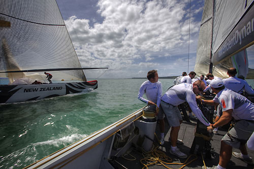 Onboard with Italia Challenge racing Pataugas K-Challenge, Louis Vuitton Pacific Series Practice Day, Auckland, 29/01/2009. Photo copyright Stefano Gattini / www.carloborlenghi.com