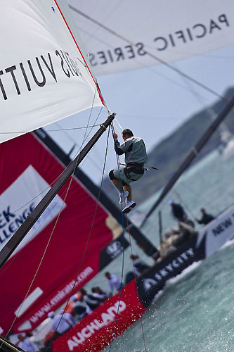 Team Shoholoza and Greek Challenge, Louis Vuitton Pacific Series, Auckland, 31/01/2009. Photo copyright Stefano Gattini / www.carloborlenghi.com