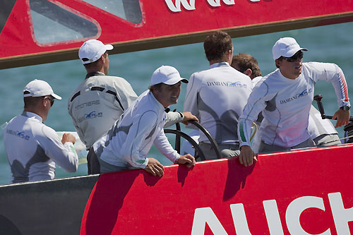 Vasco Vascotto onboard Italia Challenge, Louis Vuitton Pacific Series, Auckland, 5/02/2009. Photo copyright Stefano Gattini / www.carloborlenghi.com