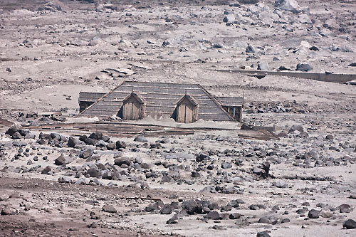 Remains of a town in the shadow of Montessart's active volcano, RORC Caribbean 600. Photo copyright Carlo Borlenghi.