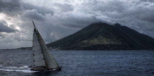 Danilo Salsi's DSK passing Stromboli Volcano, Sicily, October 18, 2009, during the Rolex Middle Sea Race 2009. Photo copyright Carlo Borlenghi.