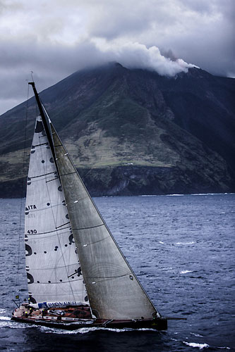 Danilo Salsi's DSK passing Stromboli Volcano, Sicily, October 18, 2009, during the Rolex Middle Sea Race 2009. Photo copyright Carlo Borlenghi.