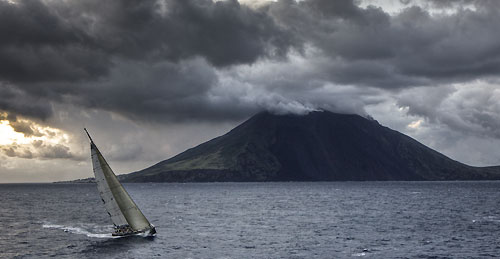 Danilo Salsi's DSK passing Stromboli Volcano, Sicily, October 18, 2009, during the Rolex Middle Sea Race 2009. Photo copyright Carlo Borlenghi.