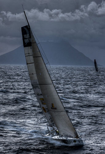 Fabio Mangifesta's V70 Intermatica, passing Stromboli Volcano, Sicily, October 18, 2009, during the Rolex Middle Sea Race 2009. Photo copyright Carlo Borlenghi.