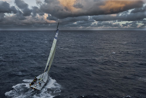 Fabio Mangifesta's V70  Intermatica, passing Stromboli Volcano, Sicily, October 18, 2009, during the Rolex Middle Sea Race 2009. Photo copyright Carlo Borlenghi.