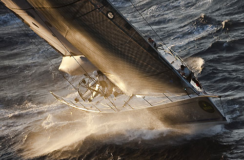 Andres Soriano's Alegre, passing Stromboli Volcano, Sicily, October 18, 2009, during the Rolex Middle Sea Race 2009. Photo copyright Carlo Borlenghi.