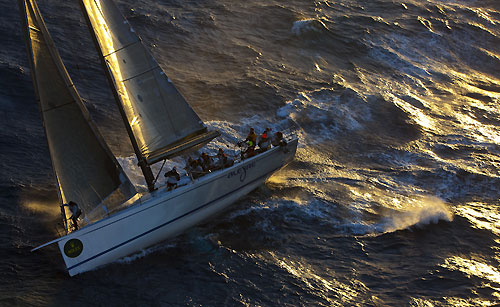 Andres Soriano's Alegre, passing Stromboli Volcano, Sicily, October 18, 2009, during the Rolex Middle Sea Race 2009. Photo copyright Carlo Borlenghi.