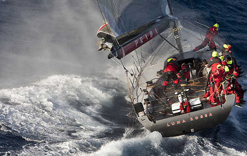 Patrizio Bertelli's Luna Rossa, skippered by Torben Grael, passing Stromboli Volcano, Sicily, October 18, 2009, during the Rolex Middle Sea Race 2009. Photo copyright Carlo Borlenghi.