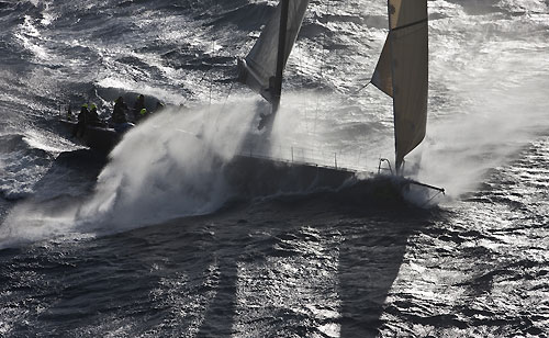 Niklas Zennstrom's Ran, passing Stromboli Volcano, Sicily, October 18, 2009, during the Rolex Middle Sea Race 2009. Photo copyright Carlo Borlenghi.