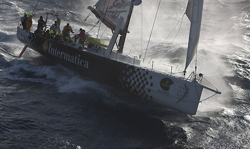 Fabio Mangifesta's V70  Intermatica, passing Stromboli Volcano, Sicily, October 18, 2009, during the Rolex Middle Sea Race 2009. Photo copyright Carlo Borlenghi.