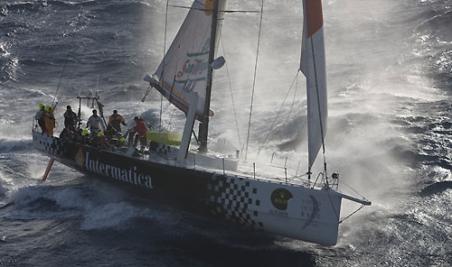 Fabio Mangifesta's V70  Intermatica, passing Stromboli Volcano, Sicily, October 18, 2009, during the Rolex Middle Sea Race 2009. Photo copyright Carlo Borlenghi.