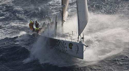 Fabio Mangifesta's V70  Intermatica, passing Stromboli Volcano, Sicily, October 18, 2009, during the Rolex Middle Sea Race 2009. Photo copyright Carlo Borlenghi.