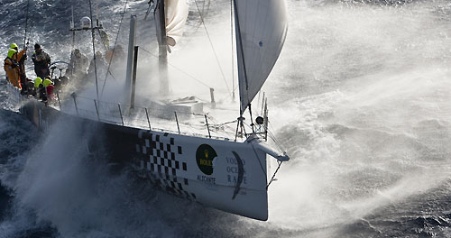 Fabio Mangifesta's V70  Intermatica, passing Stromboli Volcano, Sicily, October 18, 2009, during the Rolex Middle Sea Race 2009.Photo copyright Carlo Borlenghi.