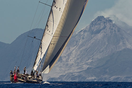 Antigua 21-02-2010. DSK Pioneer Investments sailing off Montserrat's active volcano, the day before the start of the RORC Caribbean 600. Photo copyright Carlo Borlenghi.