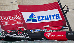 Louis Vuitton Trophy, Auckland, 20-03-2010. Azzurra vs Emirates Team New Zealand, during the Louis Vuitton Trophy in Auckland 2010. Photo copyright Stefano Gattini of Studio Borlenghi and Azzurra.