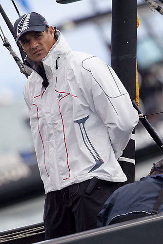 Auckland, 14-03-2010. Emirates Team New Zealand's 18th man, rugby star Dan Carter, during the Louis Vuitton Trophy in Auckland 2010. Photo copyright Stefano Gattini of Studio Borlenghi and Azzurra.