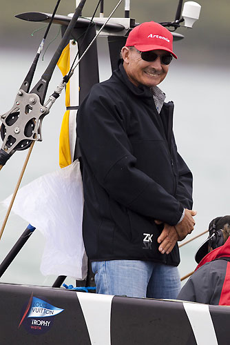 Auckland, 19-03-2010. America's Cup legend John Bertrand as the 18th man aboard Artemis, during the Louis Vuitton Trophy in Auckland 2010. Photo copyright Stefano Gattini of Studio Borlenghi and Azzurra.