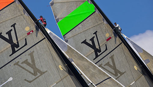 Auckland, 20-03-2010. Azzurra vs Emirates Team New Zealand, during the Louis Vuitton Trophy in Auckland 2010. Photo copyright Stefano Gattini of Studio Borlenghi and Azzurra.