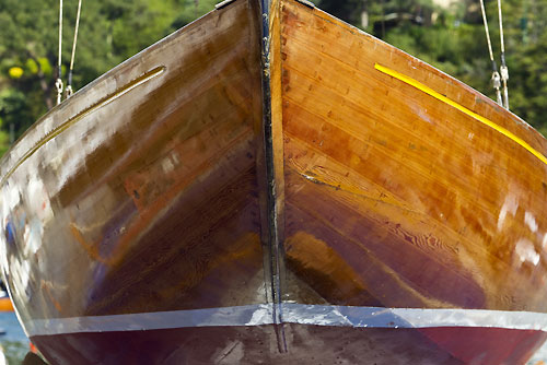 The bow of a vintage Dragon, Portofino, 13/05/10 Portofino Rolex Trophy 2010. Photo copyright Carlo Borlenghi, Rolex.