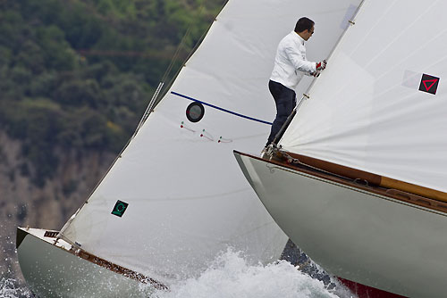 Bowman on Marco, Gastaldi and Sicott's 12M I.R. Emilia and Filippo La Scala's 6M I.R. Bau Bau, both from Italy at Portofino, 14/05/10 Portofino Rolex Trophy 2010. Photo copyright Carlo Borlenghi, Rolex.