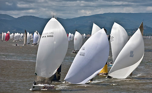 St Tropez, 16/06/10. Giraglia Rolex Cup 2010, Start in Saint Tropez, Verve in the lead. Photo copyright Carlo Borlenghi.