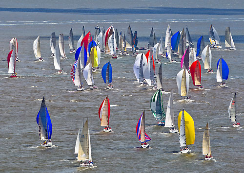 St Tropez, 16/06/10. Giraglia Rolex Cup 2010, The fleet after the start in Saint Tropez. Photo copyright Carlo Borlenghi.