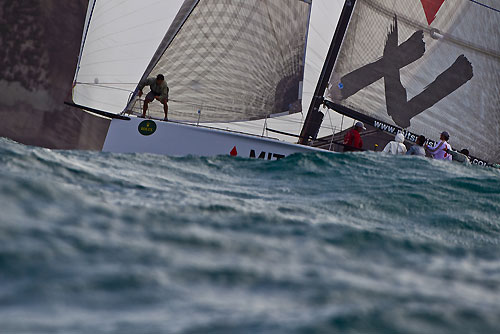 Torben Grael's S40 Mitsubishi - GOL (Magia V) (BRA) racing in the Alcatrazes por Boreste race, during the Rolex Ilhabela Sailing Week 2010. Photo copyright Rolex and Carlo Borlenghi.