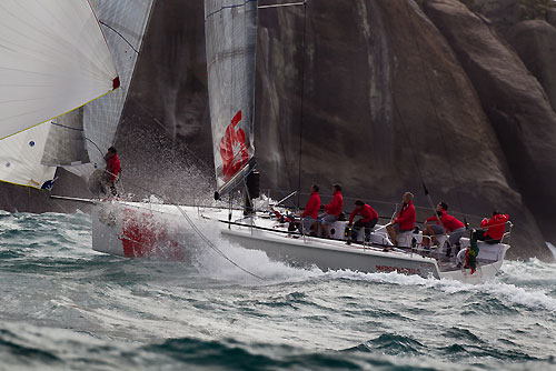 Luis Eduardo Silva's Mercenario 5 (ARG) racing in the Alcatrazes por Boreste race, during the Rolex Ilhabela Sailing Week 2010. Photo copyright Rolex and Carlo Borlenghi.