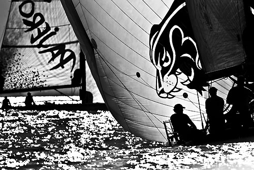 Eduardo Souza Ramos S40 Pajero (BRA) ahead of Juan Ball's Negra (URU), during the Rolex Ilhabela Sailing Week 2010. Photo copyright Rolex and Carlo Borlenghi.