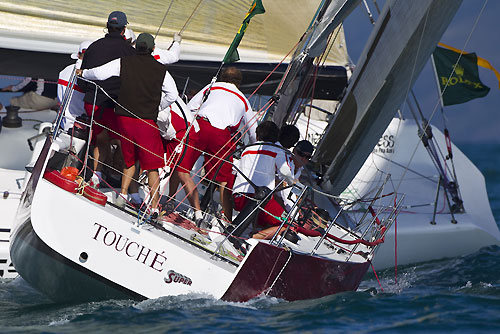 Ernesto Breda's Super Touché (BRA) and André Mirsky's Neptunus Express (BRA), racing in the ORC International 500 class during the Rolex Ilhabela Sailing Week 2010. Photo copyright Rolex and Carlo Borlenghi.
