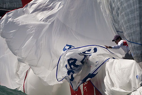 Clearing a spinnaker on Luis Eduardo Silva's S40 Mercenario 5 (ARG), during the Rolex Ilhabela Sailing Week 2010. Photo copyright Rolex and Carlo Borlenghi.