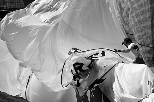 Clearing a spinnaker on Luis Eduardo Silva's S40 Mercenario 5 (ARG), during the Rolex Ilhabela Sailing Week 2010. Photo copyright Rolex and Carlo Borlenghi.