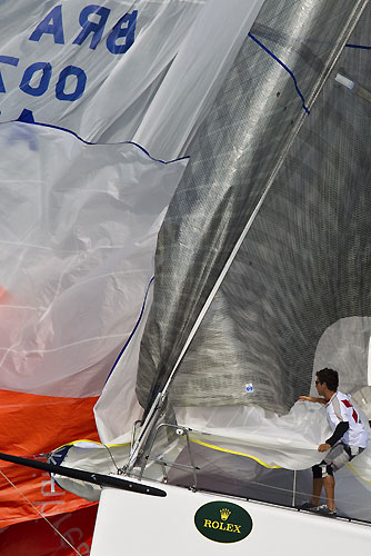 The bowman on Torben Grael's S40 Mitsubishi (BRA), during the Rolex Ilhabela Sailing Week 2010. Photo copyright Rolex and Carlo Borlenghi.